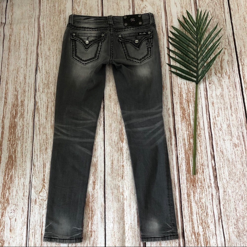Miss Me Grey Distressed Ankle Skinny Jeans Size 26 - Picture 5 of 8